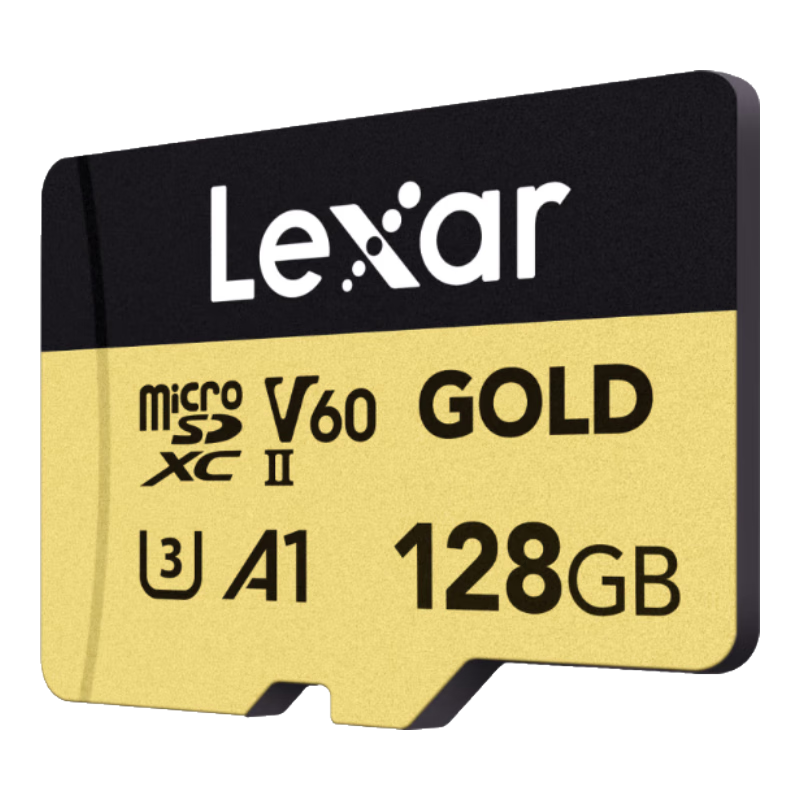 Lexar 128GB TF (MicroSD) Memory Card, U3 V60 A1, Read 280MB/s, Write 100MB/s, High-Speed Memory Card, 4K Ultra HD Recording (GOLD)