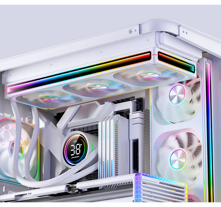 JONSBO ZA-360WR ARGB Version White Anti-Leaf 12CM*3 Case Fans (Four-Sided Integrated Multi-Layer Mirror Effect/3-In Aluminum Nameplate/PWM Male And Female Connectors) 1
