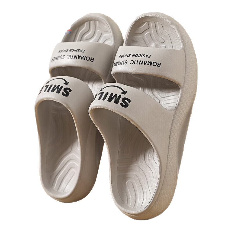 Huamei Jianbu Korean Style Slippers Soft Thick Sole Indoor Outdoor Casual Sandals Couples HM2027 Gray Size 41-42