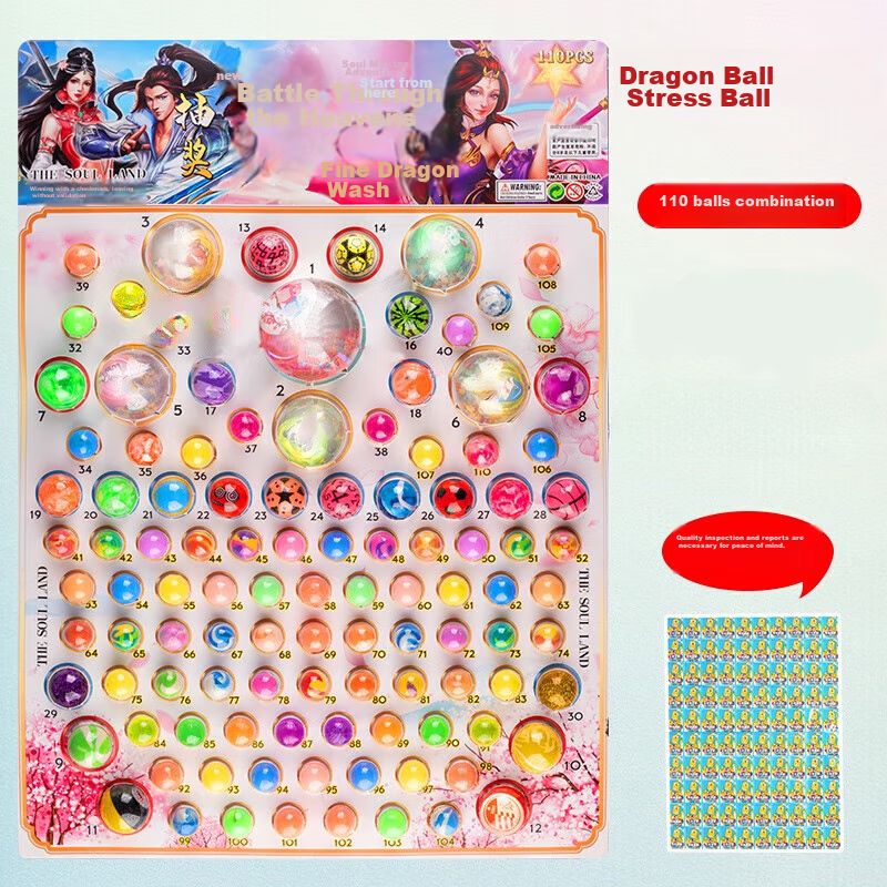 Babamama Children's Toy, Ages 3-6, Dragon Bead Pull-Out Game, Hole Blind Box, Rubber Elastic Ball, for Boys And Girls, New Year Gift