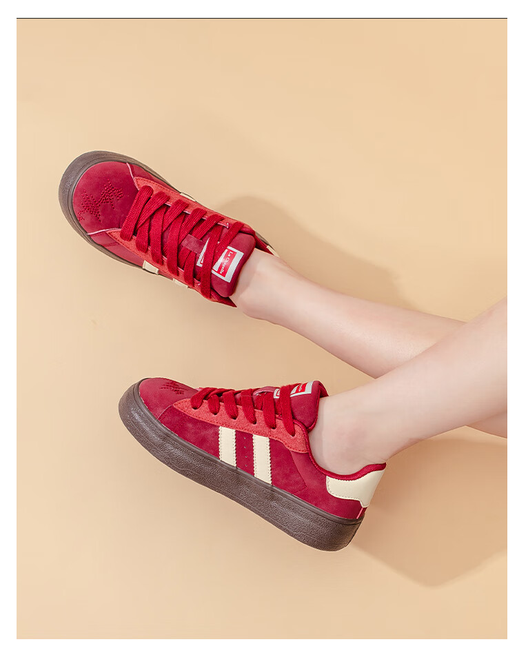 La Chapelle Women's Thick-Soled Casual Retro Low-Top Sneakers - YB002 Encore Red Size 40 33