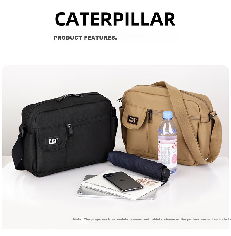 CAT Messenger Bag, Single Shoulder Crossbody Bag, 13-Inch IPad Bag, Commuter Outdoor Multi-Pocket Trendy Large Capacity, Black, 84557 3