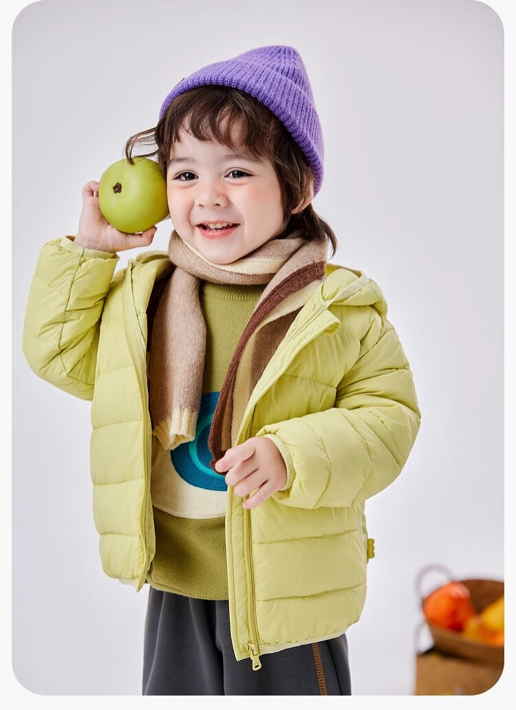 Dudujia Baby down Jacket, New Year Lightweight Children's White Duck Down, Warm Boys' Hooded Coat, Spring Festival Clothing, Green, Size 130 24