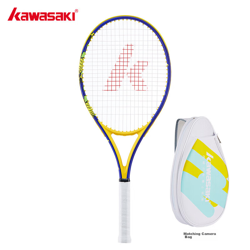 KAWASAKI Tennis Racket, Carbon Fiber, Adult Professional Beginner Single Racket SA-100 Navy Blue (Pre-Strung)