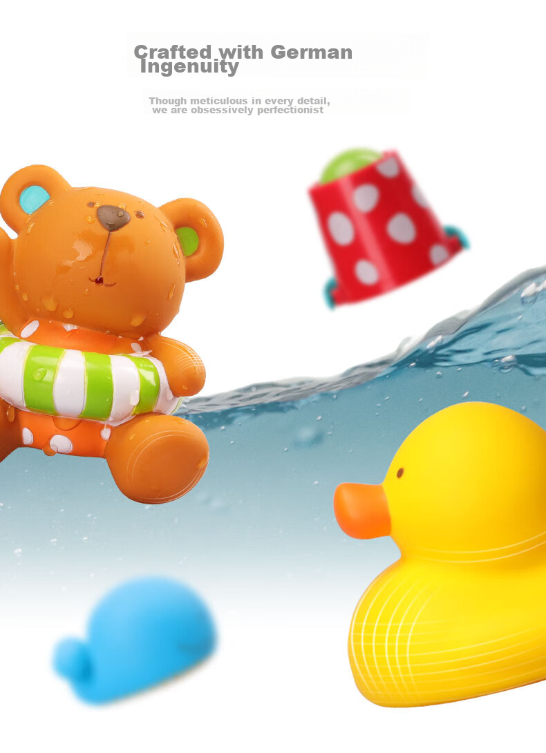 Hape (Germany), Bathing Toys, Swimming Comfort Teddy, Water Play Set of 8, Birthday Gift for 1-Year Suit0030 7