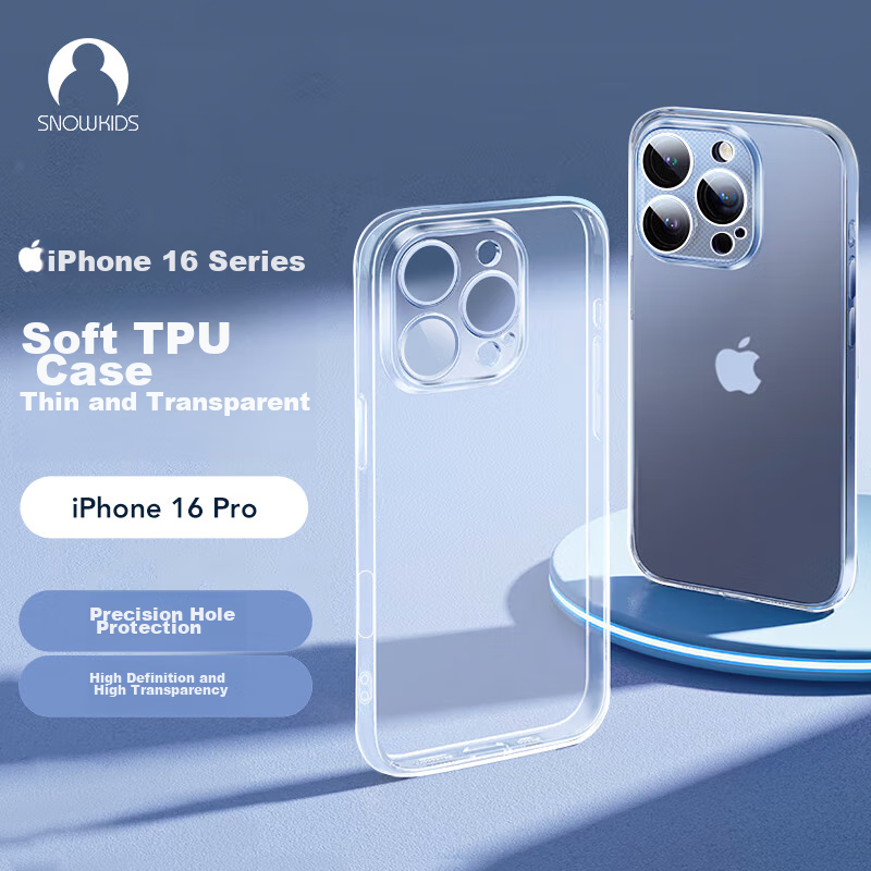Чехол Snowkids для Apple iPhone 16 Pro, прозрачный, противоударный, ультратонкий