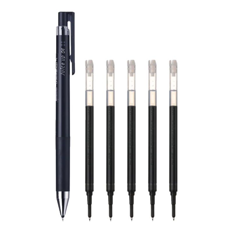 PILOT JUICE UP Retractable Gel Pen, Black, 0.5mm, Signature Pen, Ink Pen for Students' Exams, ST Pen for Practice, Stationery Set: 1 Pen + 5 Refills