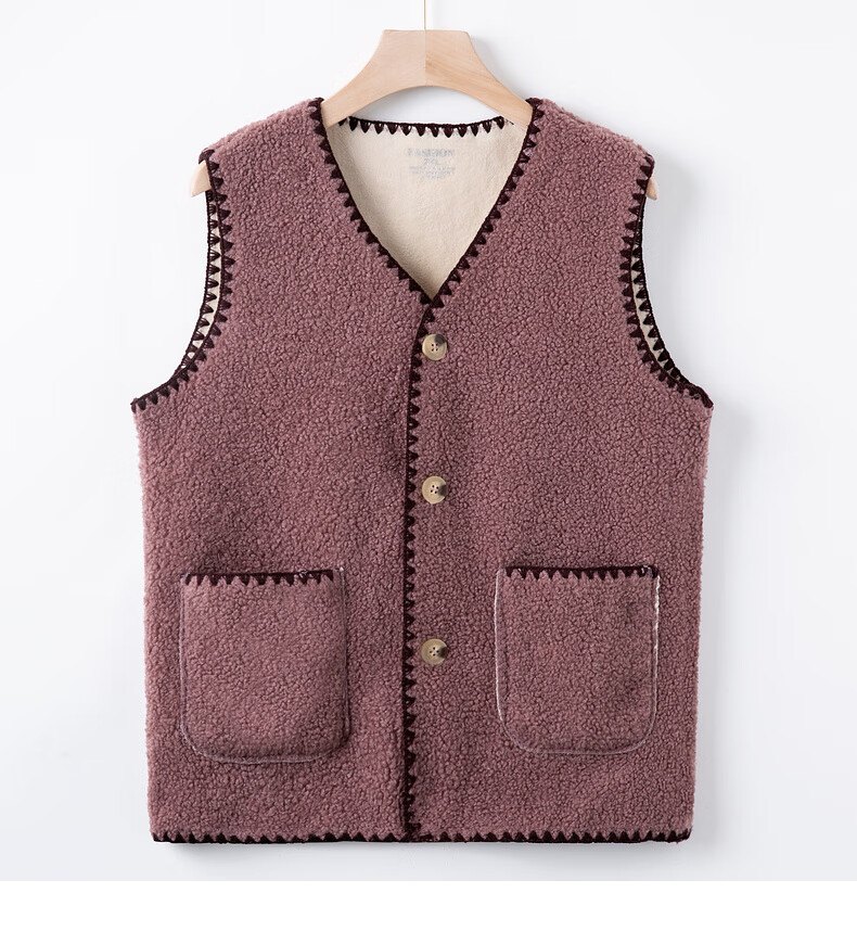 Fengxiao Middle-aged and Elderly Women's Autumn Vest New Stylish Autumn Winter Sleeveless Casual Solid Color Fleece Vest for Mom 10