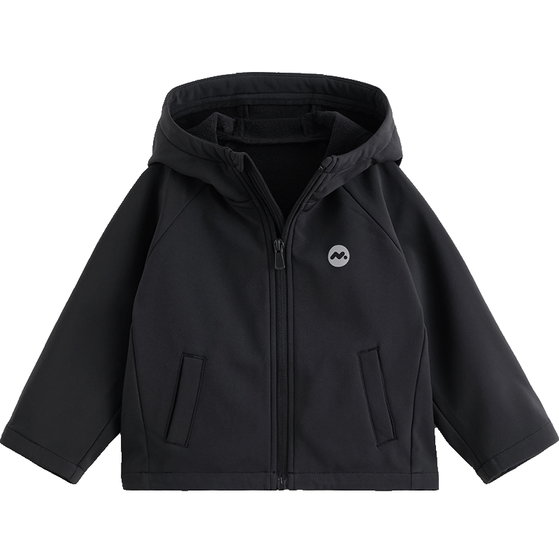 MARC&JANIE Unisex Kids Three-Proof Hooded Softshell Jacket Fleece-Lined New Year Red Windbreaker Autumn Coat 241139