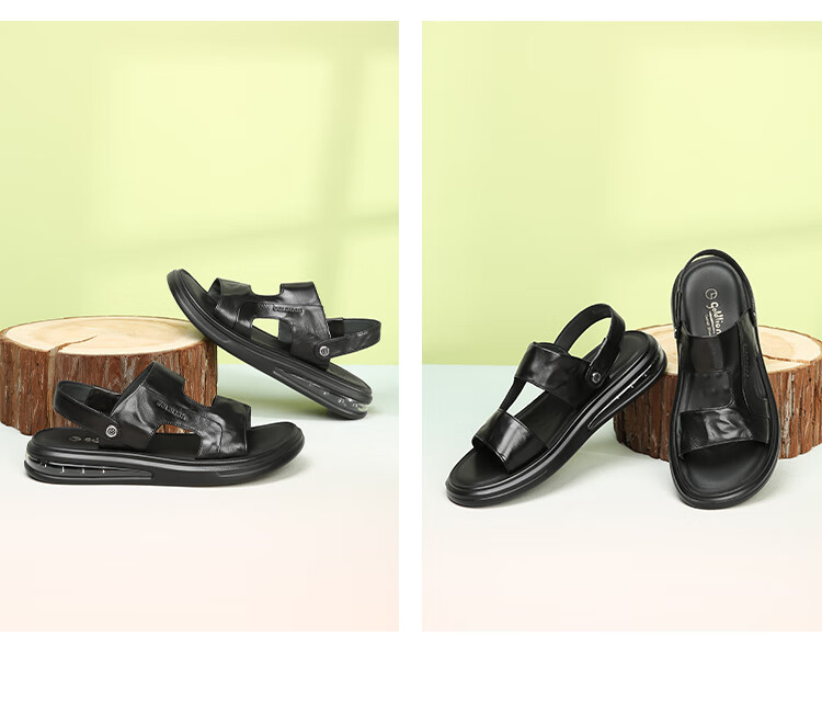 Goldlion Men's Sandals, Lightweight Business Casual Shoes, Comfortable And Durable Beach Shoes, G596320230AAF, Black, Size 41 8