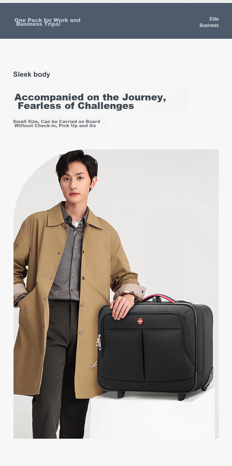 CROSSGEAR Swiss Small Business Suitcase, 18-Inch Carry-On, Password Lock, Travel Luggage for Men And Women, Oxford Cloth Leather Suitcase 3