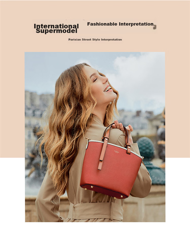 HONGU Women's Handbag, Leather Bucket Bag, Ladies' Tote Bag, Shoulder Bag, Crossbody Bag, 38cm Goddess Day Gift 2