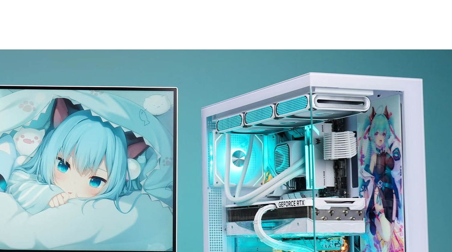 PADO Yinglong 360 White Seaside View ATX Desktop Computer Case (Without A Pillar / Supports 360mm Water Cooling / 9 Fan Positions / Compatible with 4090 Graphics Card) 5