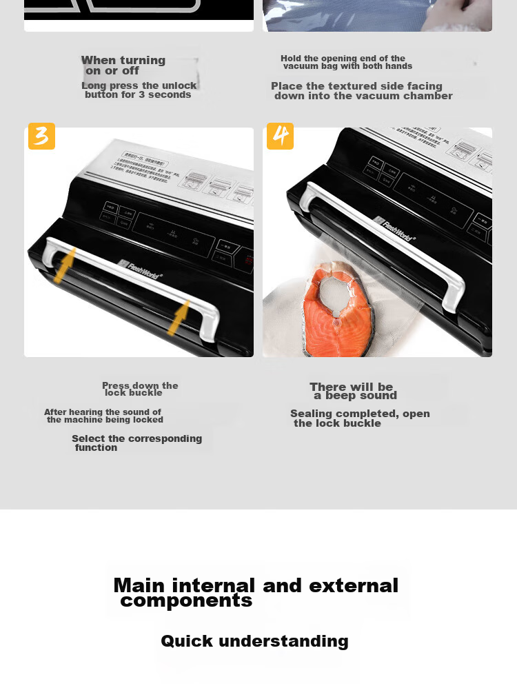 Fresh World Vacuum Sealer Machine for Home And Commercial Use, Fully Automatic Packaging Machine, Suitable for Both Dry And Wet Food, High Suction Power, High-Power Food Compression Sealing Vacuum Machine FW-3150 18
