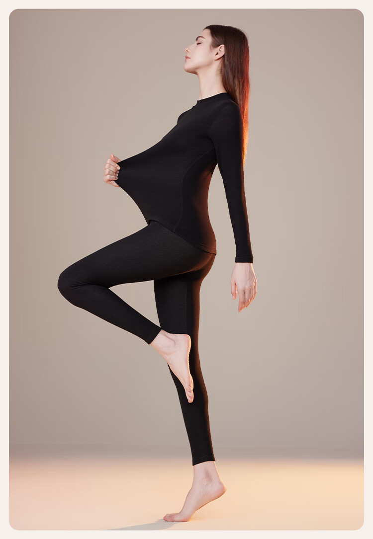 Ordifen [Cashmere Silk Mid-Neck Set] Anti-Mite, Anti-Static, Antibacterial, Warm Underwear for Men, Winter And Autumn Clothing And Pants, Black, 3XL 21