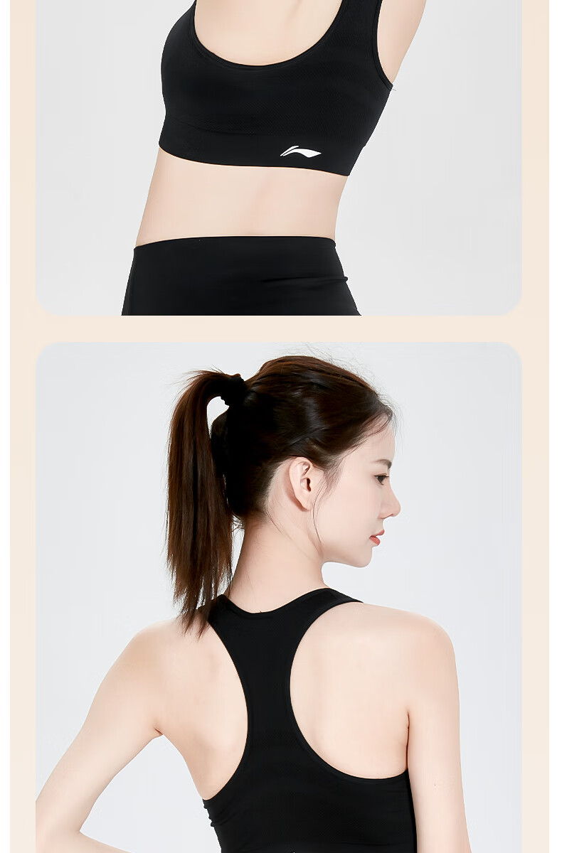 Li-Ning Women's Sports Bra, Yoga Wear, Fitness Bra, Backless Design with Pads, Seamless And Wireless, Running Quick-Dry Top, White, Size M 17