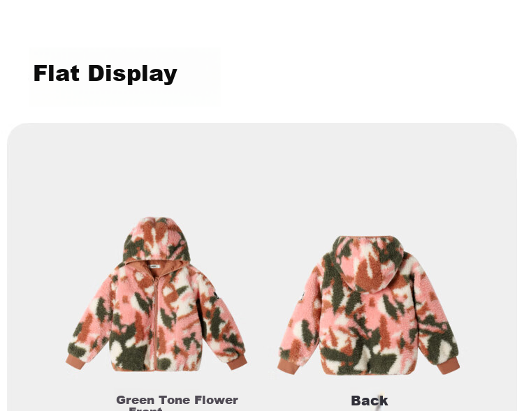 Annil Girls' Jacket, 2024 Winter New Casual Camouflage, Warm Sweet Elastic Simple Loose Fit, Green Floral Pattern, Size 120 8