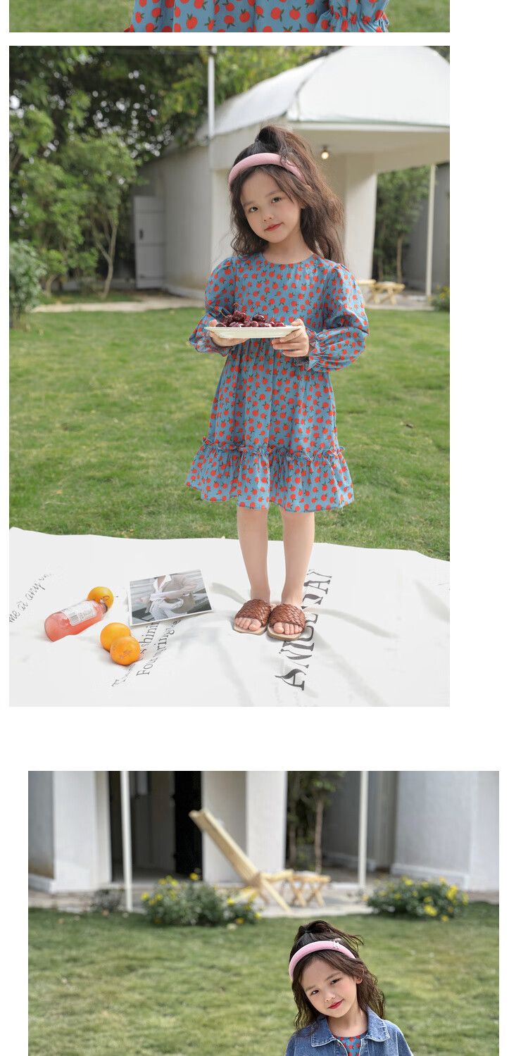 LUSON Chen Da Zhu Girls' Long-Sleeve Floral Print Dress, Spring And Autumn 2025 New Style Children's Fashionable Dress 22