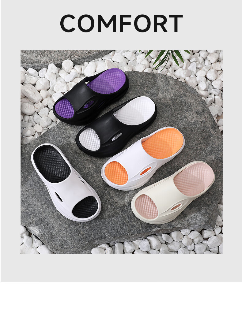 GUOLUOFEI Sports Slippers for Men, Summer Outdoor Wear, Casual Trendy Thick-Soled Non-Slip Sandals for Women, White And Black, Size 44-45 4