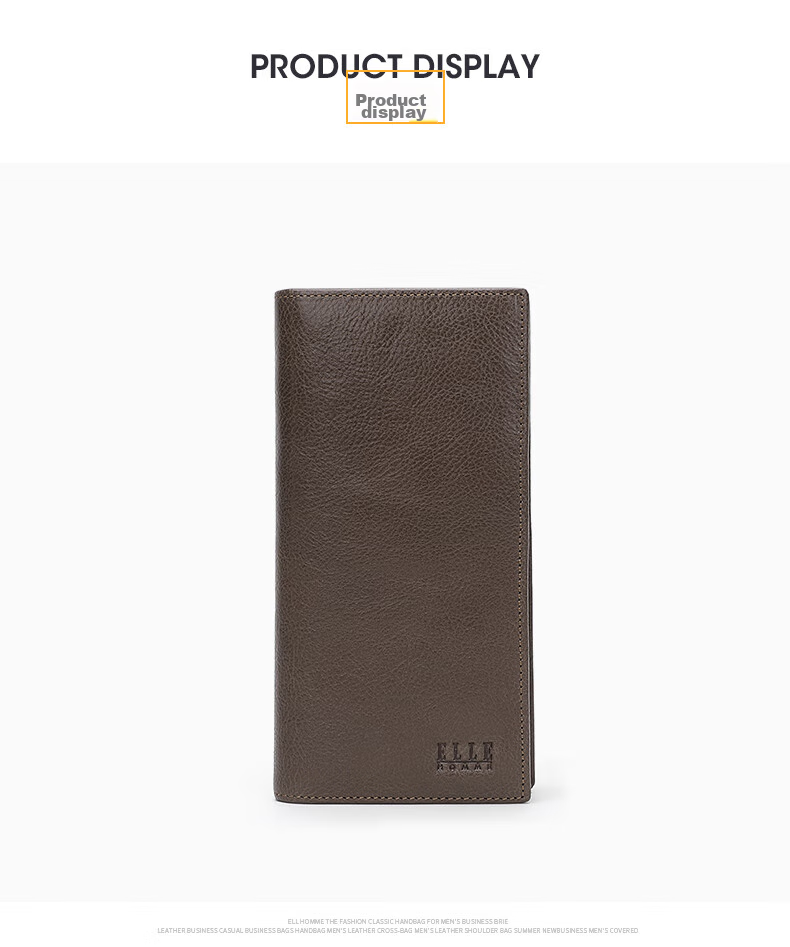 ELLE HOMME Men's Long Wallet, Top-Grain Leather Multifunctional Card Holder, Vertical Style Money Clip 0512, Birthday Gift for Me 6