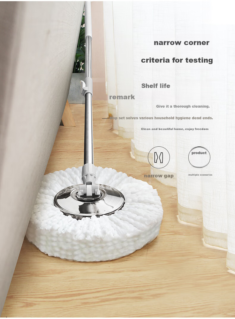 BEKAHIQ Rotating Mop with 4 Stainless Steel Drums, Hands-Free Cleaning, No Washing Required, 2026 Household Absorbent Lazy Mop Bucket 5