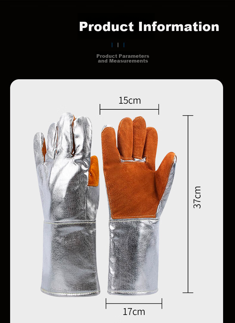 Maozheng Heat-Resistant Gloves, 1 Pair, Resists 300°C Aluminum Foil Insulation And Scalding, for Welders, Ovens, Kitchen, Industrial Safety Protection [Genuine Product] 8