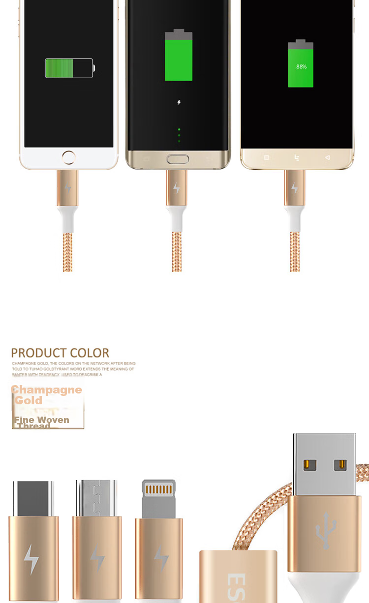 ESCASE Data Cable Three-In Type-C Apple 13 Android Phone Car Charger Cable, Fast Charging Compatible with Xiaomi, Multi-Functional Storage, 1.5 Meters, C12pro Black 7