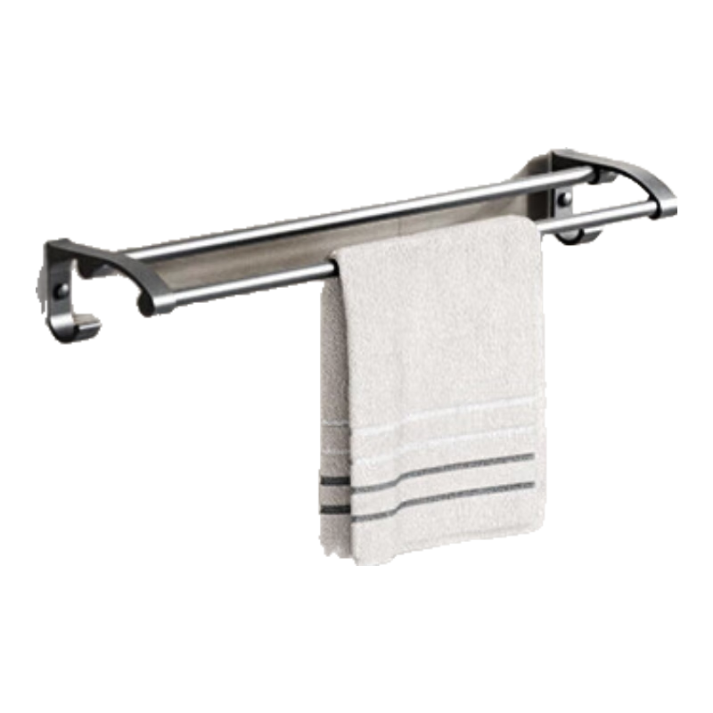 HEGII Towel Rack, Bathroom Storage Shelf, Space Aluminum, No Drilling Required, Double-Rod Hook Towel Rack HMP921-02