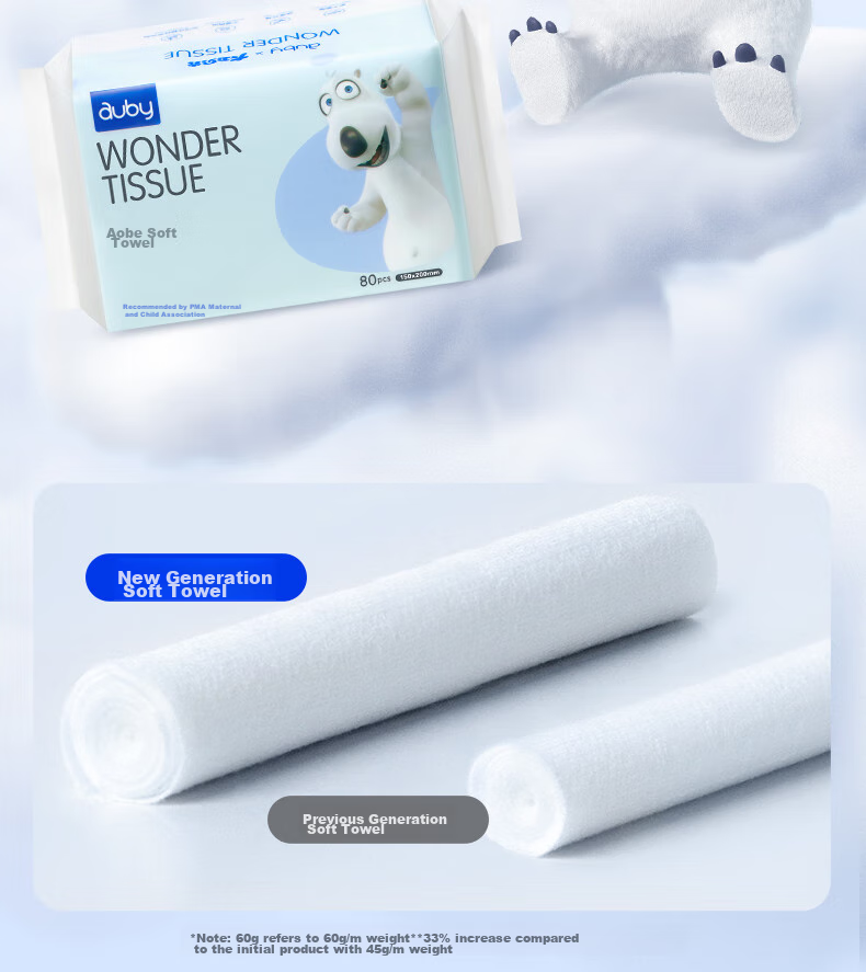 Auby Baby Soft Wipes, Dry And Wet Use, for Newborns And Infants, Disposable Facial Cleansing Wipes, 80 Sheets * 12 Packs 9