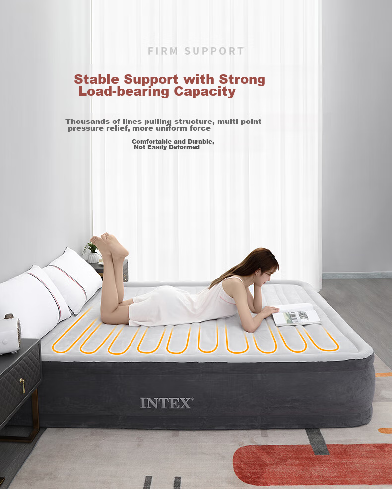 INTEX Built-In Electric Pump Single-Person Large Automatic Inflatable Mattress for Car, Home Nap, Outdoor Folding Bed 766 with 1 Pillow 3