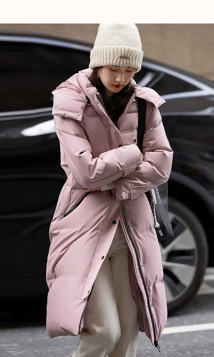 Dme [Nordic Cotton Triple Protection System] Winter Outdoor 90% Duck Down Hooded Long Women's down Jacket, Warm Coat 15