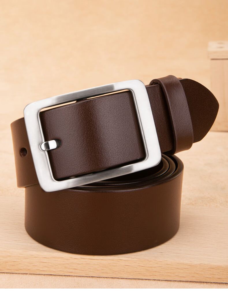 CattleOWN Men's Leather Belt with Stainless Steel Buckle, Top-Grain Cowhide, Trouser Belt 3262, Dark Brown, 130cm Extended 14