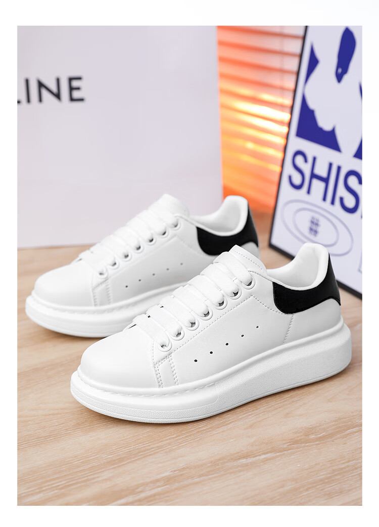 TonLion Women's Shoes, Autumn Thick-Soled White Sneakers, Casual Skateboard Shoes for Women, Versatile Sports Shoes, White And Black, Size 35 13