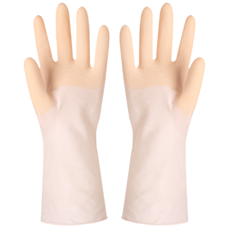 Titanfine PVC Two-Color Dishwashing Gloves, 1 Pair, Size M, for Household And Kitchen Cleaning, Thickened, Waterproof, Non-Slip, Wear-Resistant, Orange