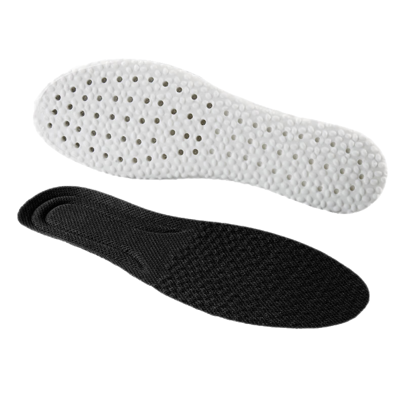 RENBEN 2 Pairs Sports Insoles for Men, Soft Elastic Shock-Absorbing Sweat-Absorbing Breathable Running Antibacterial Odor-Resistant 6019 Black 45-46