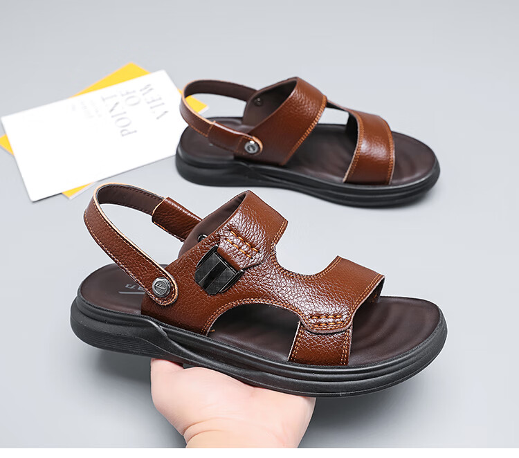 Warrior Men's Sandals, Summer Outdoor Sandals, Wear-Resistant Dual-Wear Beach Shoes, WSL(WZ)-1350, Black, Size 41 1