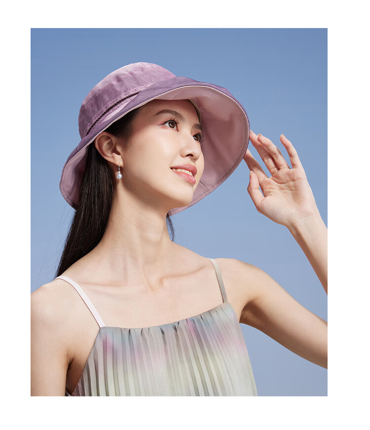 Shanghai Gushi Mulberry Silk Sun Hat for Women, French-Style Wide Brim Sunhat, Breathable Simple UV Protection Pure Silk Fisherman Hat, Mother's Day Gift 7