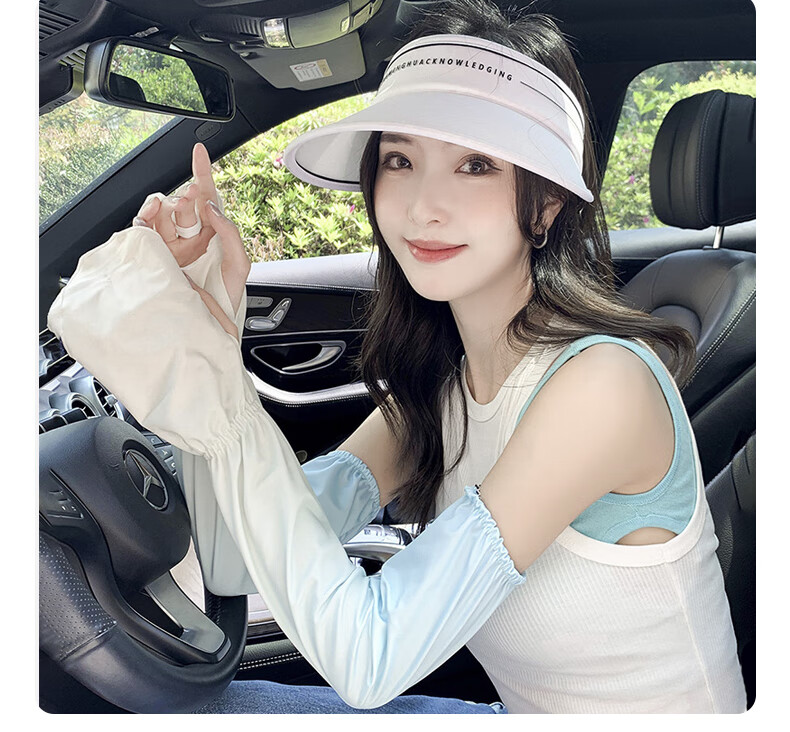 GLO-STORY Women's UV Protection Ice Silk Sun Sleeves Cute Sweet Outdoor Cycling Driving Arm Sleeves 15