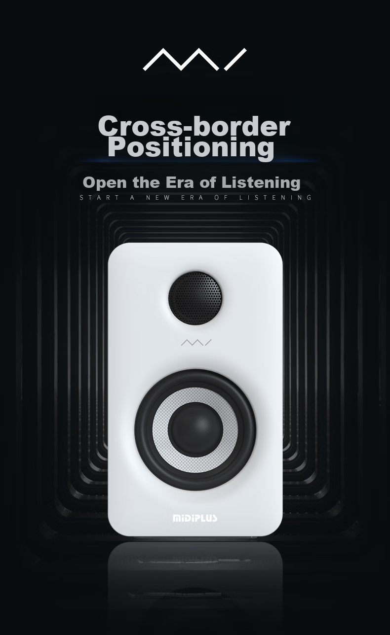 Midiplus MI3 II White Active Monitor Speaker, 3-Inch Computer Home Multimedia HIFI Desktop Professional Bluetooth Speaker 1