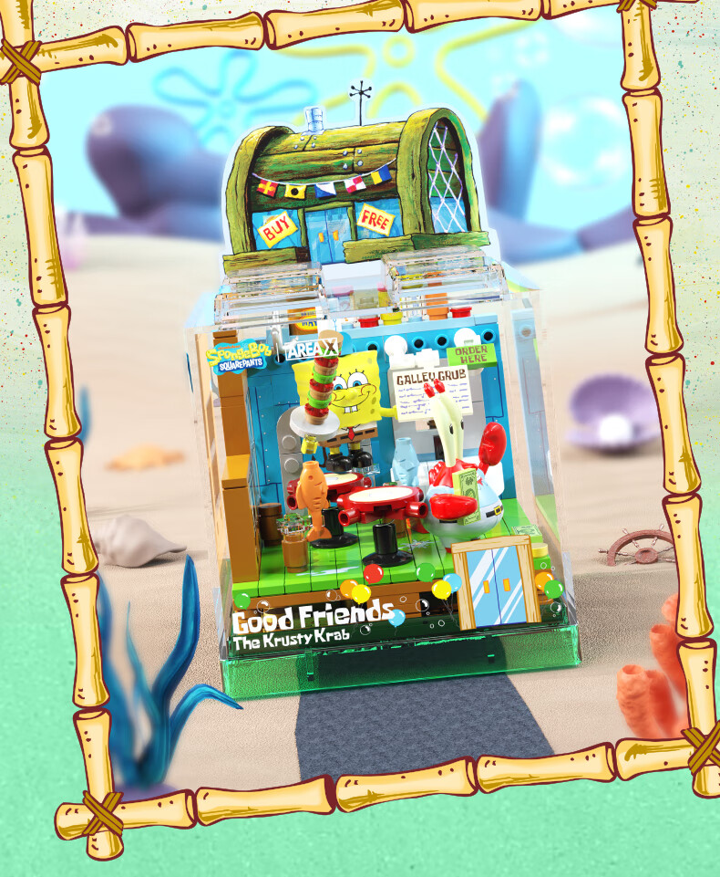 AREA-X SpongeBob SquarePants Series Building Blocks Toy Trendy Birthday Gift Pineapple House Restaurant AB0050 6