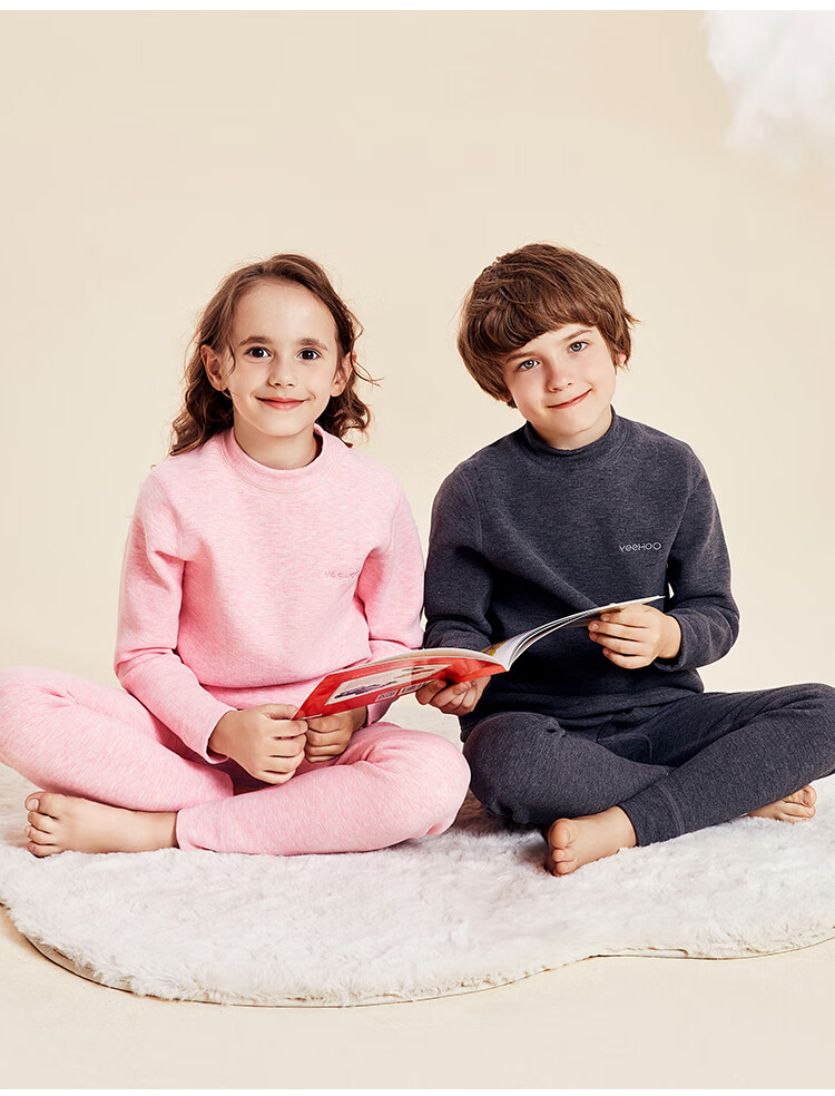 YEEHOO Kids Fleece-Lined Thermal Underwear Thickened School Uniform Base Layer Pajamas for Boys and Girls, Youth 12