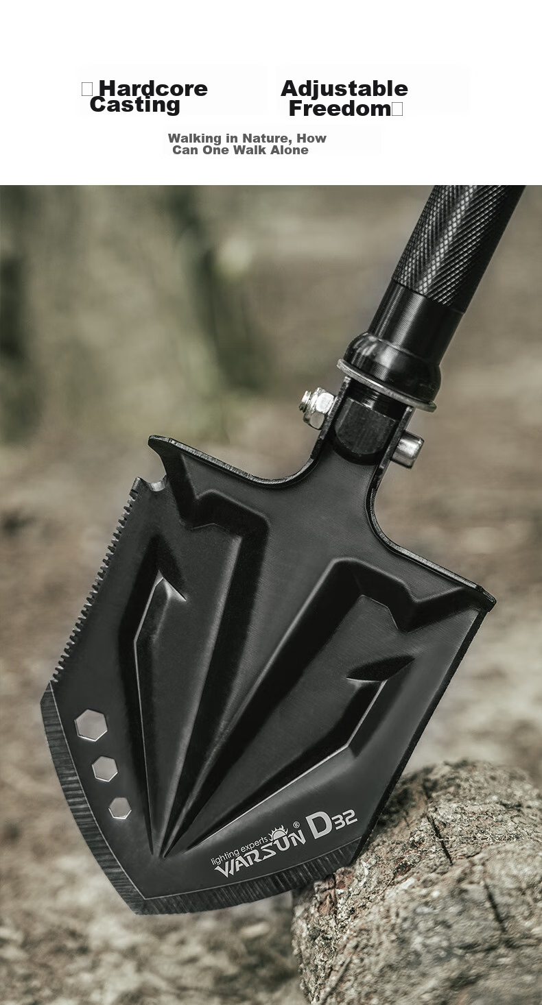 WARSUN D57 Military Shovel, Multifunctional Folding Tibetan Mastiff Shovel, Iron Spade, Outdoor Camping Military Shovel 4