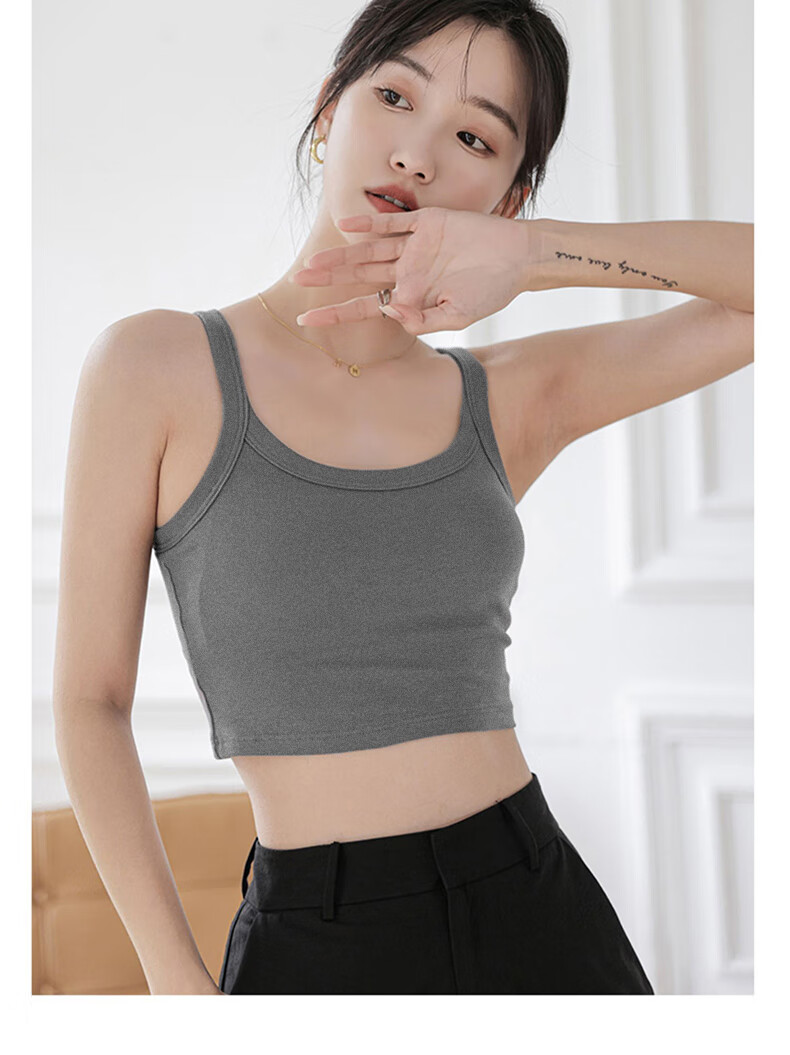 LangSha Camisole Tank Top for Outer Wear, Lightweight Summer Underwear Vest for Women with Built-In Bra Pads, Integrated Bralette, Inner Layering Camisole 18