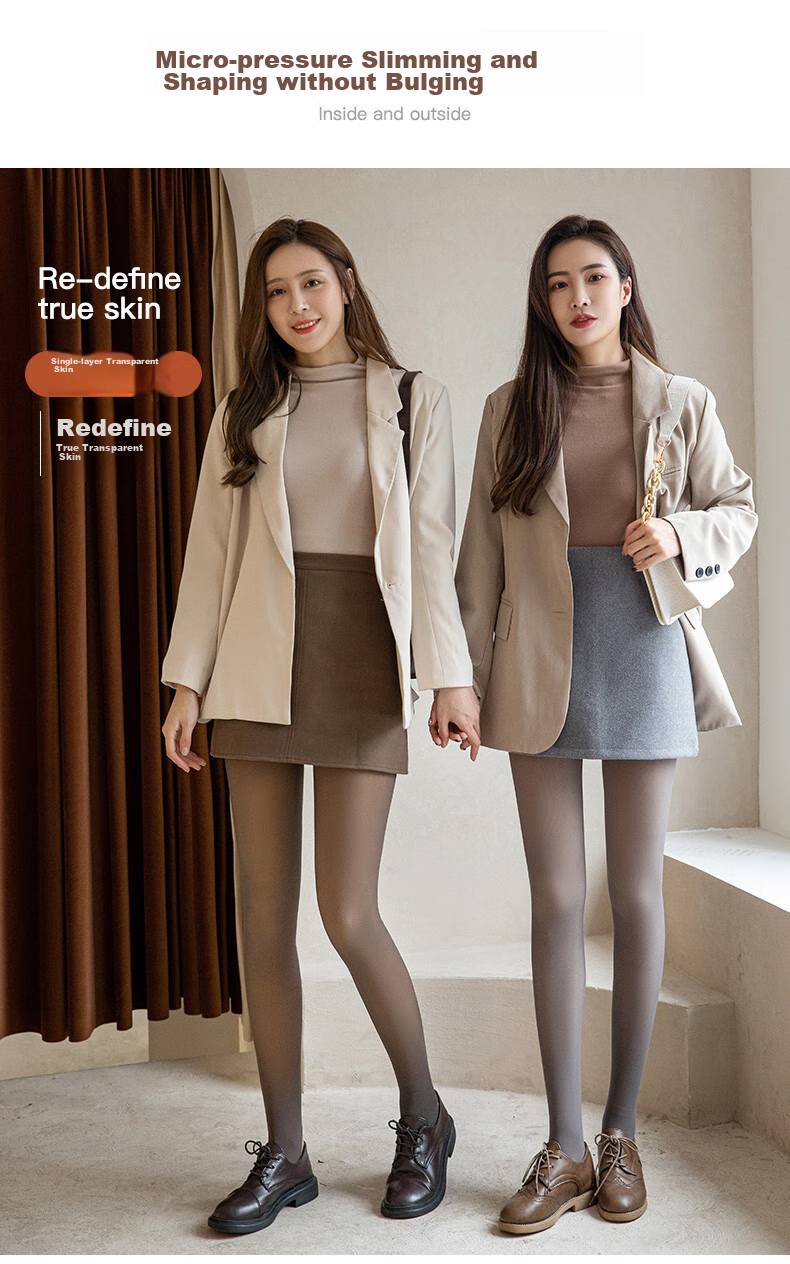 LangSha Women's Leggings for Autumn And Winter, Fleece-Lined, Skin-Transparent, High-Waisted, Slimming, Fake-Translucent, Tummy Control And Butt-Lifting Leggings Socks 7