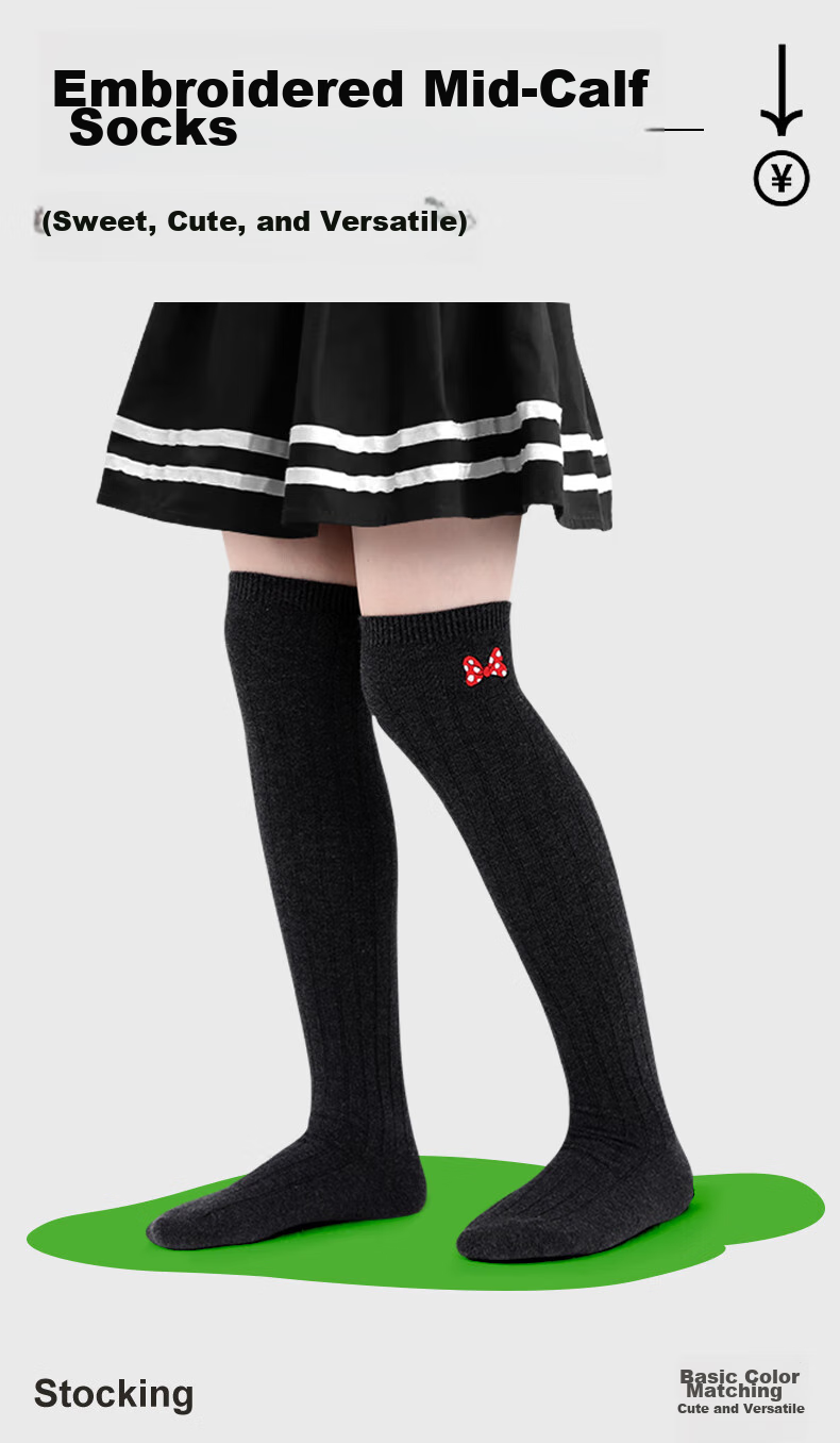 Barbie Children's Mid-Calf Socks, Over-Knee Girls' Long Socks, Spring And Autumn High Socks for Girls, Student Cotton Socks, Versatile Long Socks 1