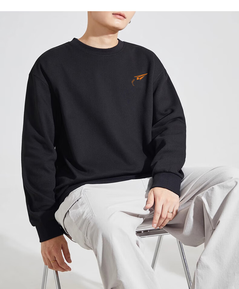 Huili Men's Sweatshirt, 320g Heavy Cotton, Autumn Long-Sleeve T-Shirt, Inner Layer Round Neck Undershirt, Men's Top Outerwear, Black, Size L 11