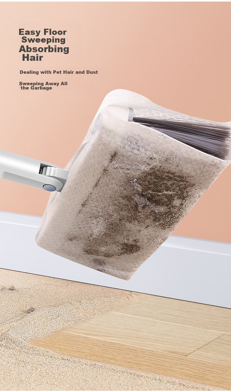 Wuyuehua Broom And Dustpan Set with Magnetic Attachment, Household Double-Comb Broom for Sweeping Floors, Foldable Hair Cleaning Tool 4