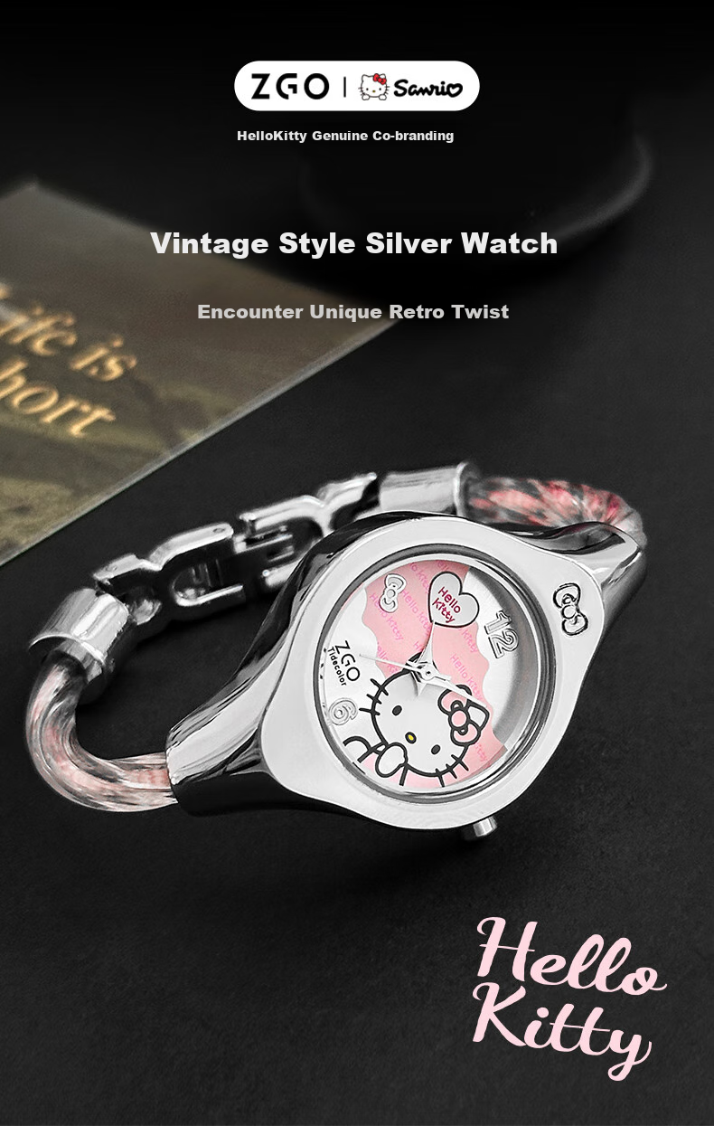 Hello Kitty Sanrio Watch, Small Dial for Female Students, Bracelet Wristwatch for Middle And High School Girls, Stylish Birthday Gift for Wome 1