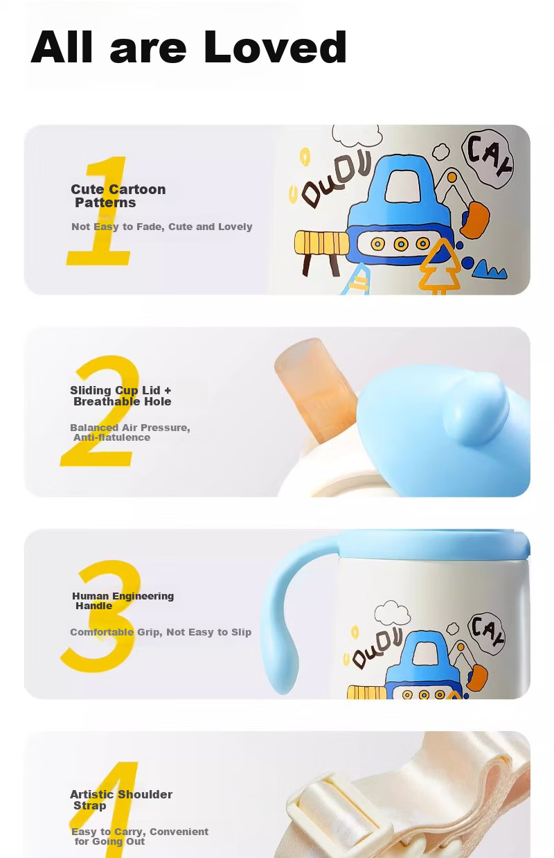 Scoornest Children's Insulated Cup with Straw, Baby Upgraded Seagull Valve, Infant Sippy Cup, Milk Bottle, Water Cup 21