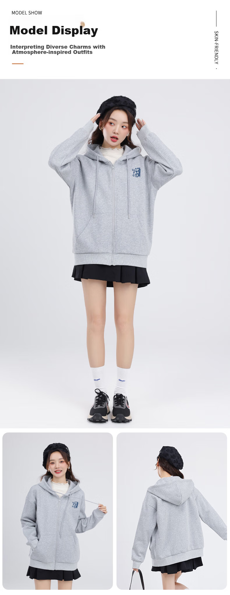 MJ STYLE Hooded Sweatshirt Jacket for Women, New Autumn 2026 Style, Solid Color Simple Casual Loose Versatile Cardigan Top 6